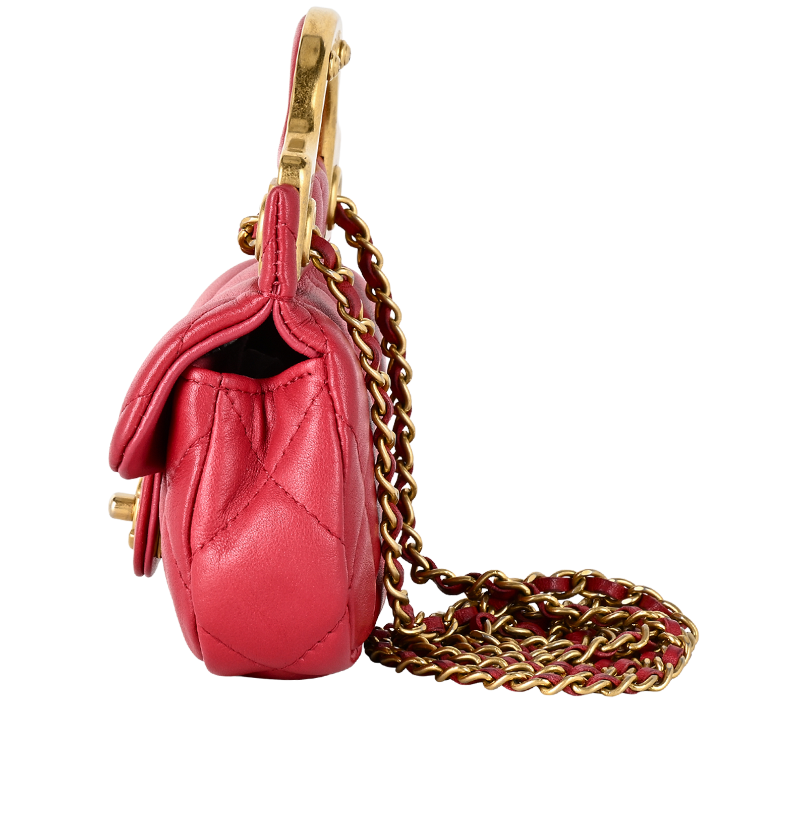 Lady Handle Flap Card Holder, &pound;1,800, Handbags, Red, Leather, Bottom view